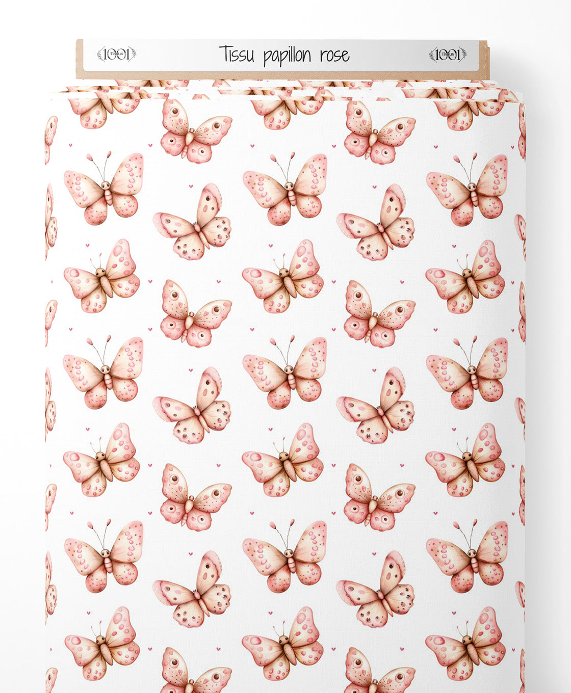 Tissu - Papillon rose