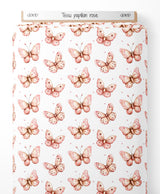 Tissu - Papillon rose