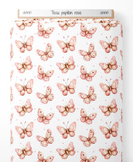 Tissu - Papillon rose
