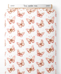 Tissu - Papillon rose