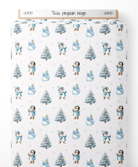 Tissu - Pingouin neige