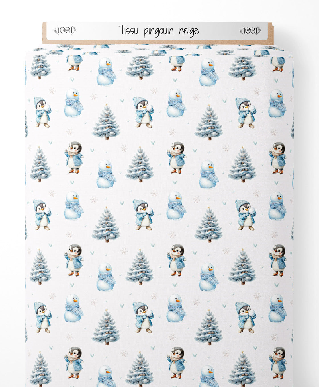 Tissu - Pingouin neige