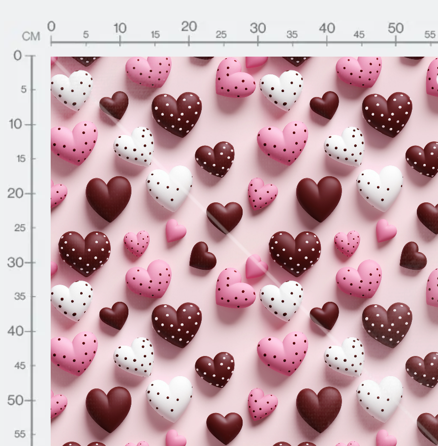 Tissu - 3D coeurs 10