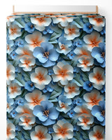 Tissu - 3D fleurs bleues