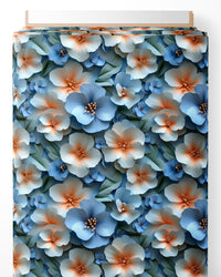 Tissu - 3D fleurs bleues