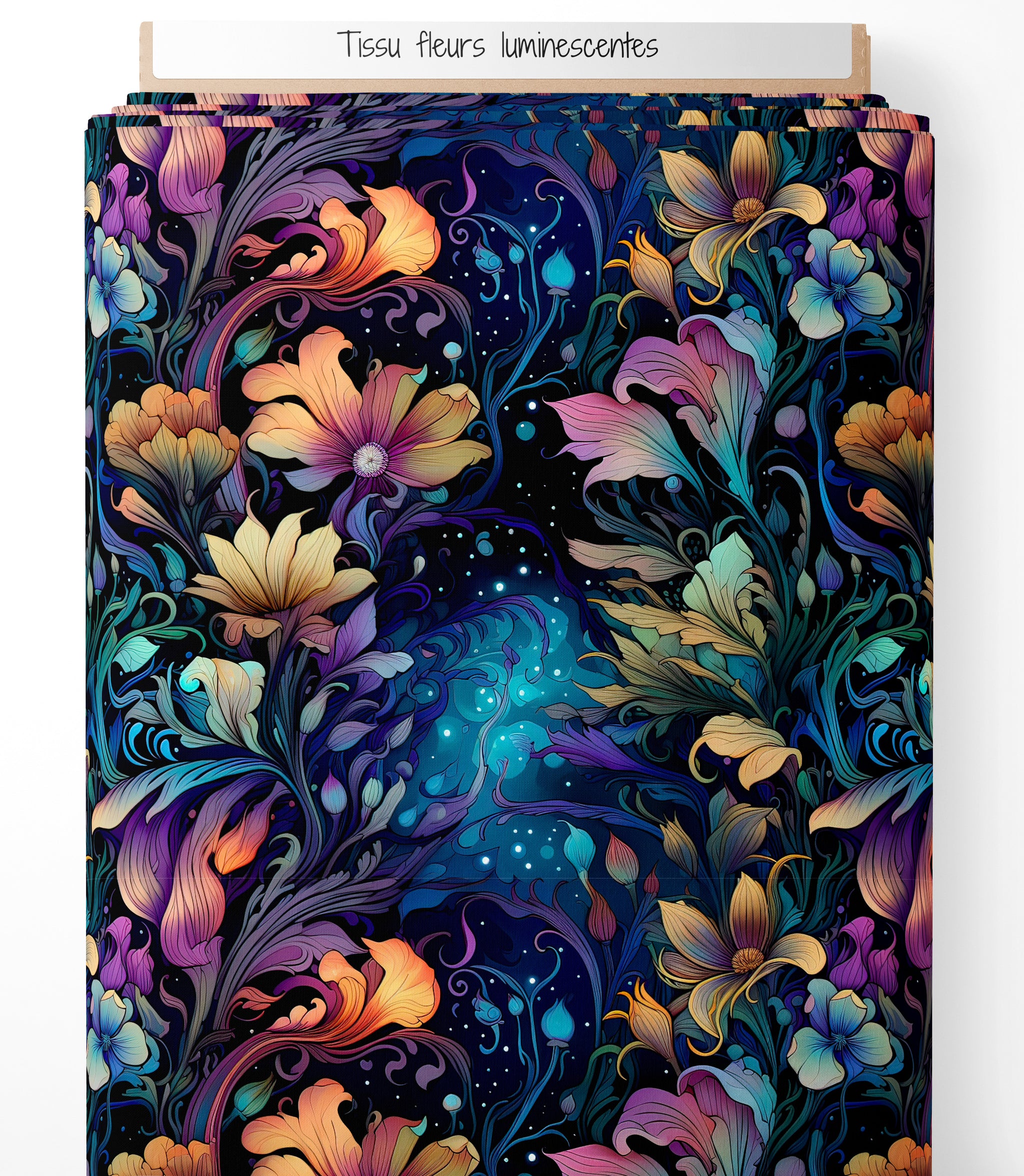 Tissu - Fleurs luminescentes